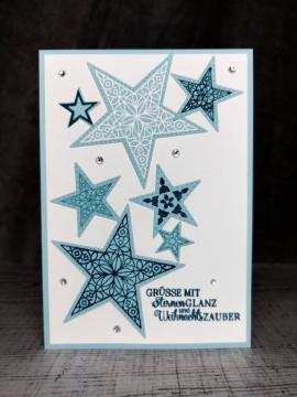 Grußkarte Weihnachten mit Sternen handgemacht